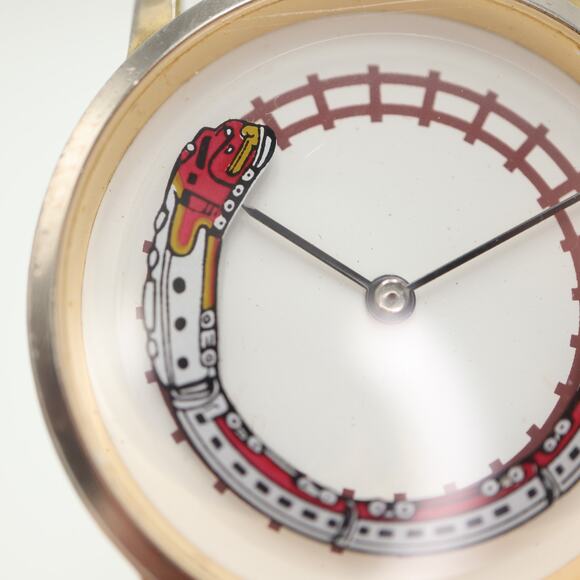 Vintage 1993 Train Disc Watch 33mm MSR Imports Gold Tone Expansion w New Battery - Picture 8 of 15